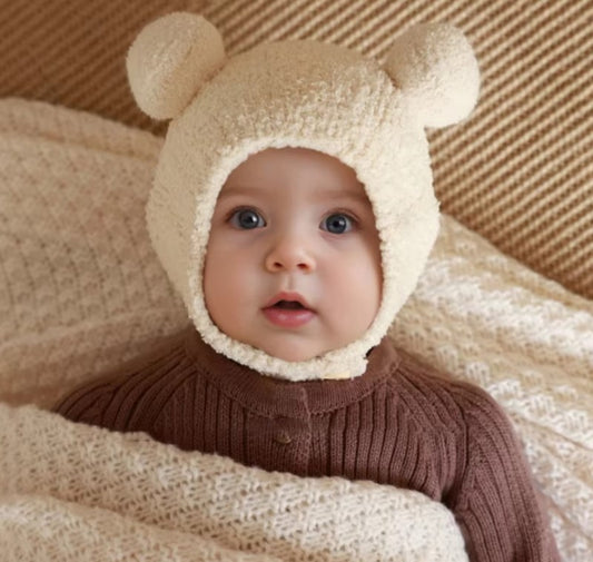 Baby Hat Autumn/Winter Baby Plush Hat Children's Ear Protection Hat Coral Plush Cute Knitted Boys and Girls Winter Style BH01