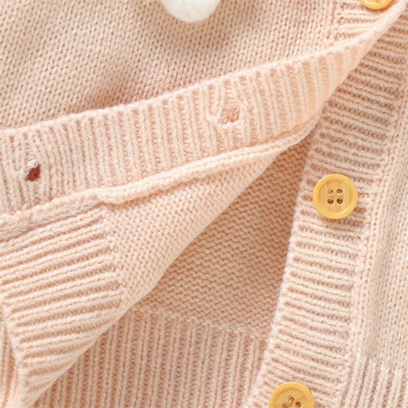 0-36M Infant Girl Sweater Cardigan Long Sleeve V Neck Button Closure Flower Winter Warm Knit Sweater For Baby Girls BC01