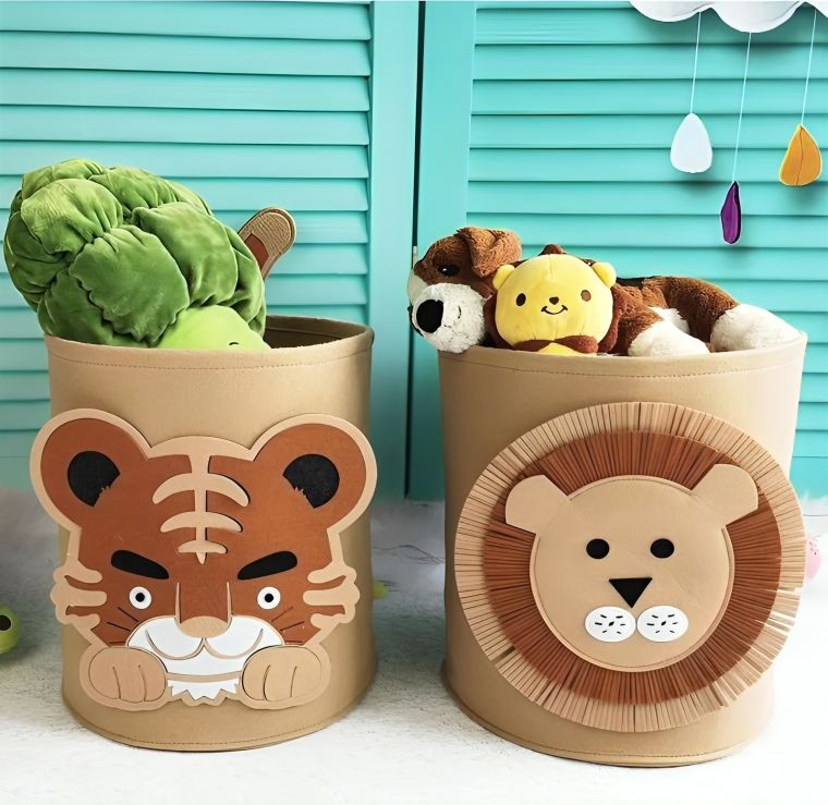 Cotton Animal Storage Basket Kids Toys Clothes Shoes Organizer Sundries Folding Storage Box Cabinet Home Kwaii Basket Container BB02