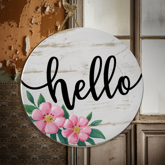 Hello Door Hanger, Hello, Farmhouse Hello Sign, Door Decor, Wooden Door Hanger, Spring Door Hanger