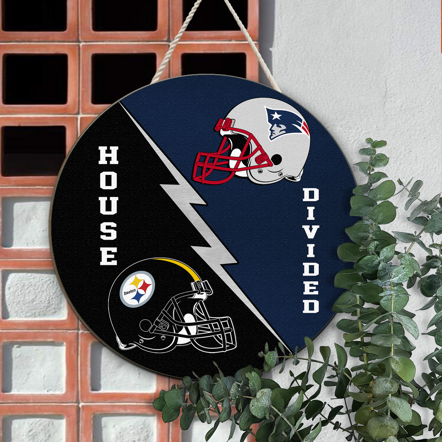 Custom House Divided NFL Football team wooden sign, Football Season Welcome Sign