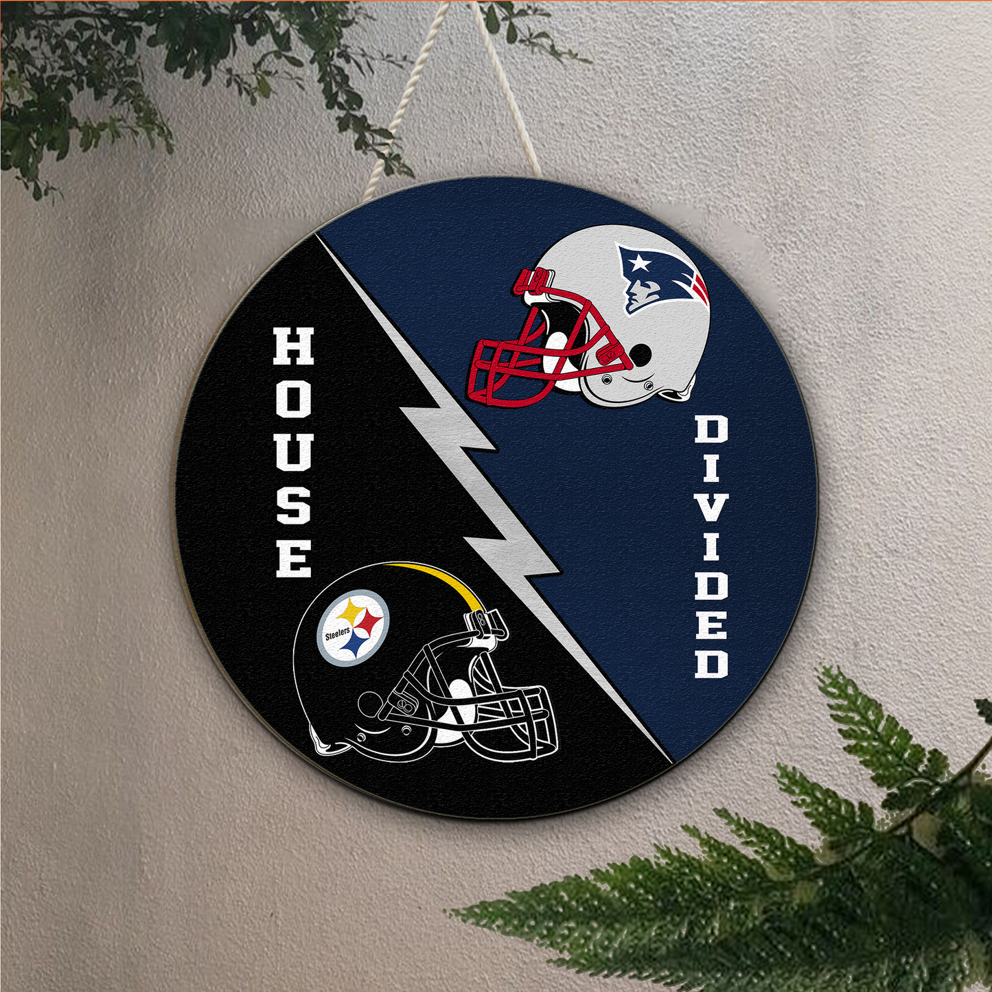 Custom House Divided NFL Football team wooden sign, Football Season Welcome Sign