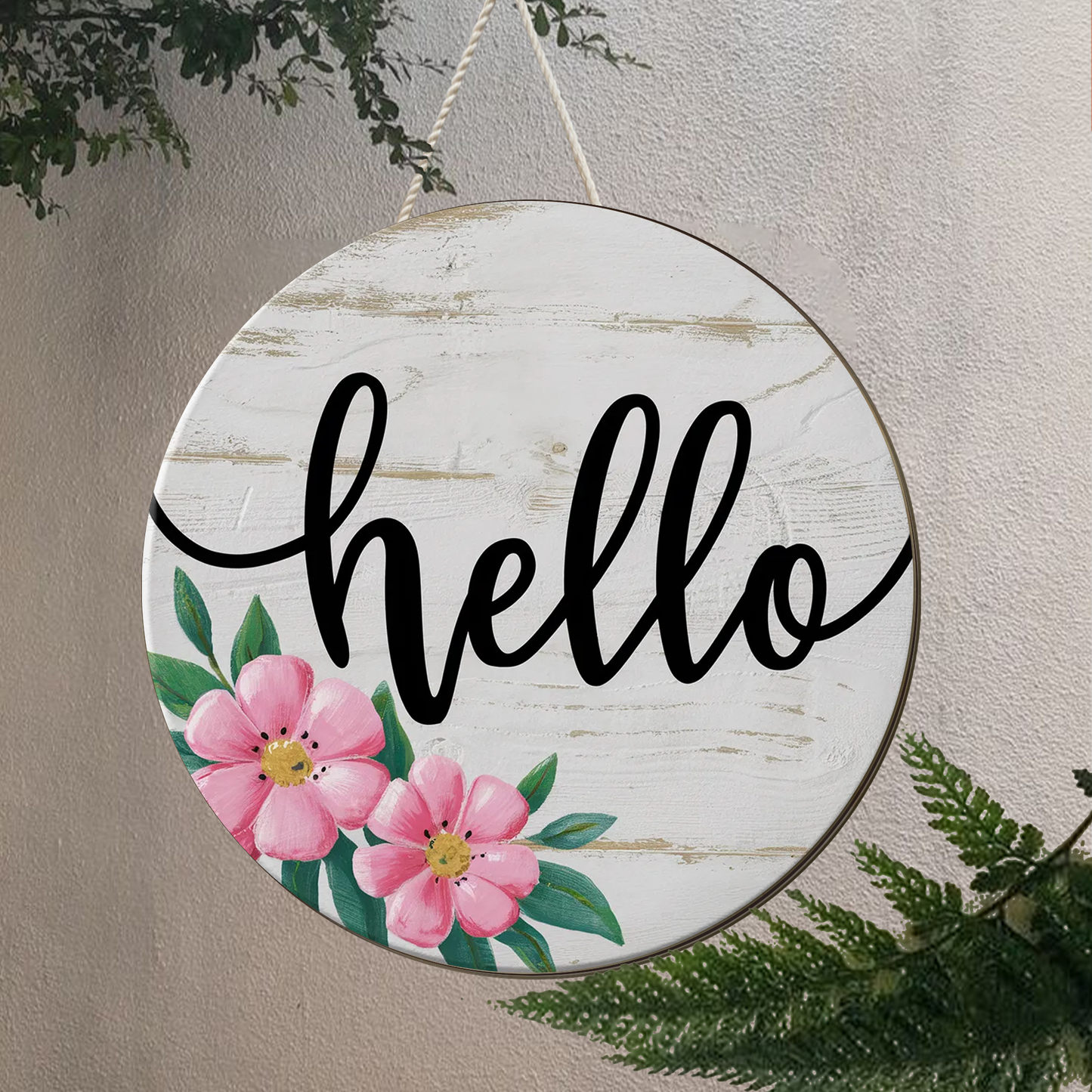 Hello Door Hanger, Hello, Farmhouse Hello Sign, Door Decor, Wooden Door Hanger, Spring Door Hanger