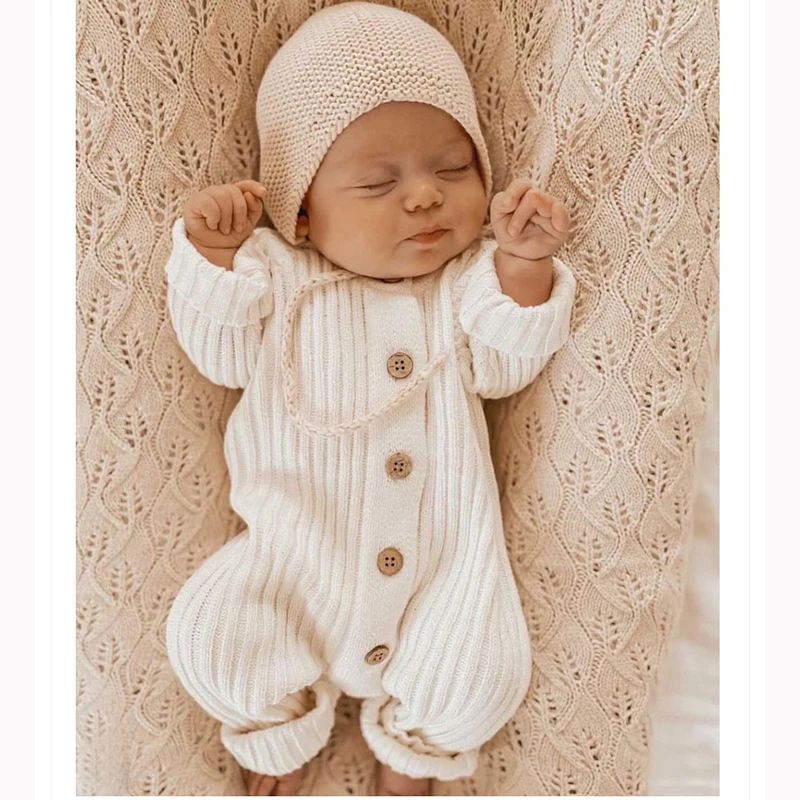 Winter Newborn Knit Romper Baby Boys Girls Knitted Jumpsuit Climbing Suit Children's Solid Color Casual Baby Girls Soft Clothes BC21A