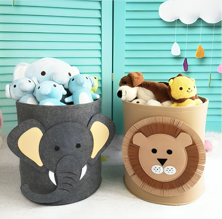 Cotton Animal Storage Basket Kids Toys Clothes Shoes Organizer Sundries Folding Storage Box Cabinet Home Kwaii Basket Container BB02