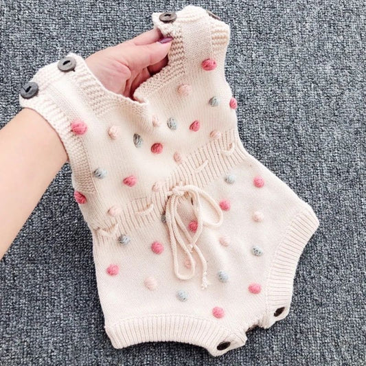 Newborn Baby Rompers 0-24M Knitted Baby Clothes Handmade Pompom Knit Baby Girl Romper Cotton Infant Baby Boys Jumpsuit Overalls BC20A