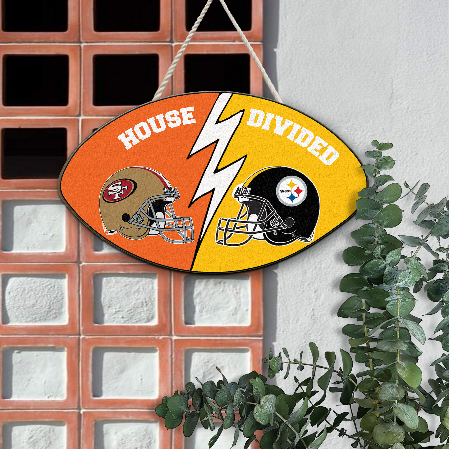 House Divided NFL Football Custom team wooden sign, Football Season Welcome Sign