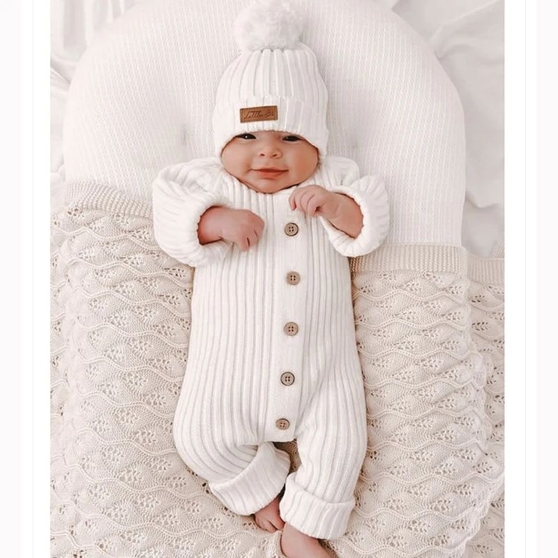 Winter Newborn Knit Romper Baby Boys Girls Knitted Jumpsuit Climbing Suit Children's Solid Color Casual Baby Girls Soft Clothes BC21A