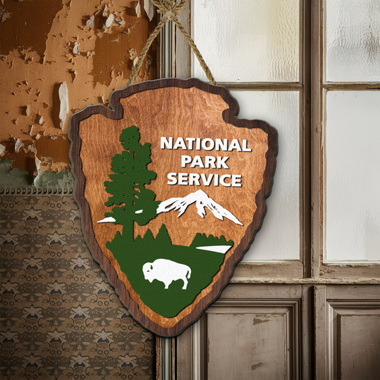 National Park Service Welcome 2 layered sign, National Park Sign Gift for Outdoor Lover, National Park Decor