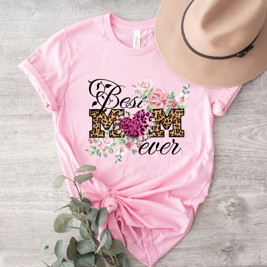 Best mom ever Floral T-shirt, Leopard Pattern Happy Mother Day Unisex T-shirt