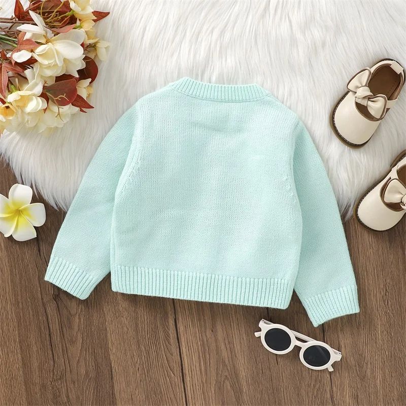 0-36M Infant Girl Sweater Cardigan Long Sleeve V Neck Button Closure Flower Winter Warm Knit Sweater For Baby Girls BC01